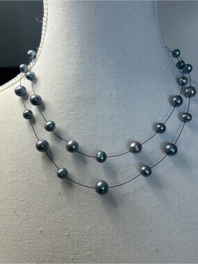 NWOT Soft Blue Honora 2-Strand Floating Illusion Pearl Necklace